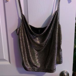 Cowl neck gold top